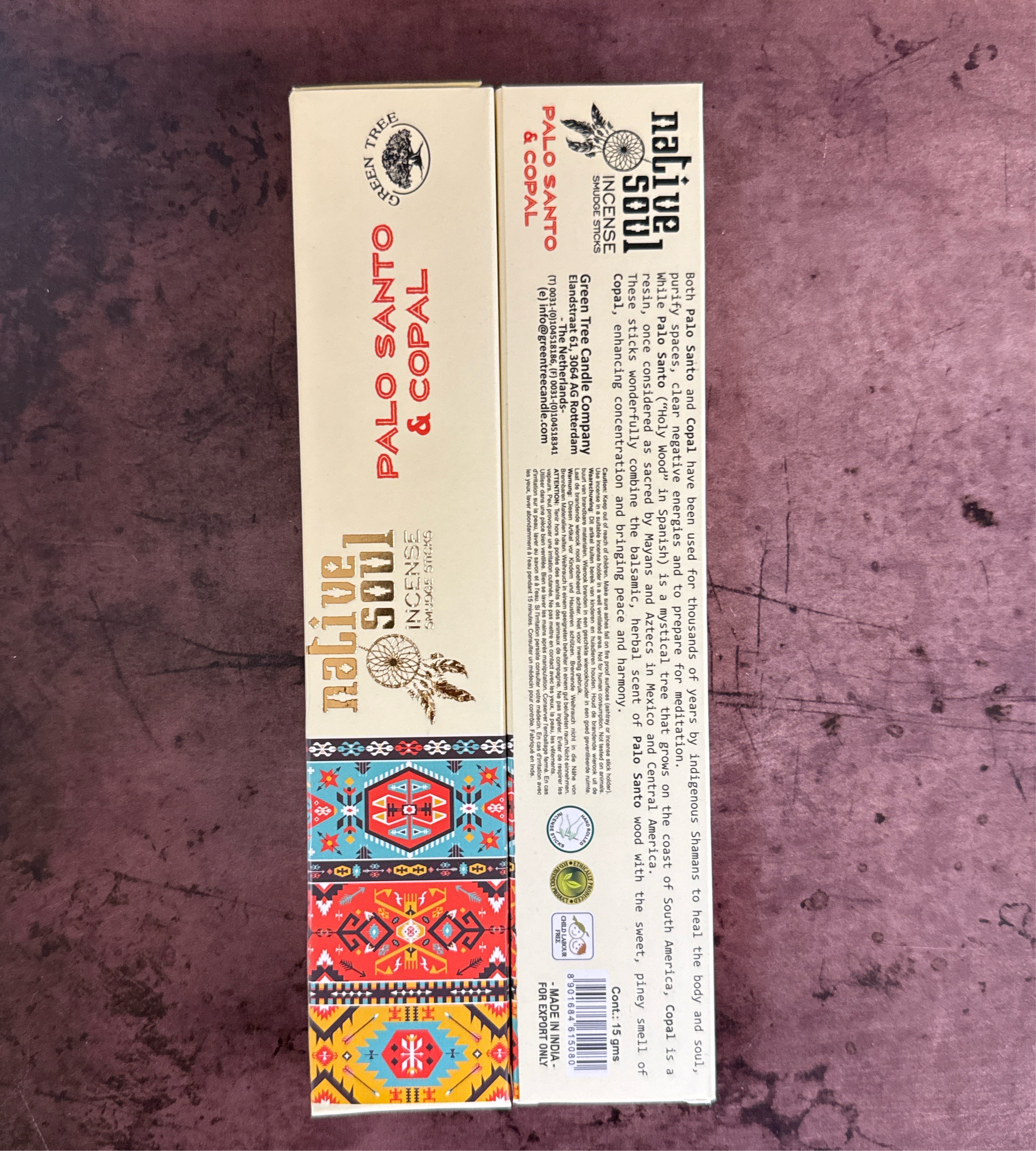 Native Soul Palo Santo and Copal Incense front and back package