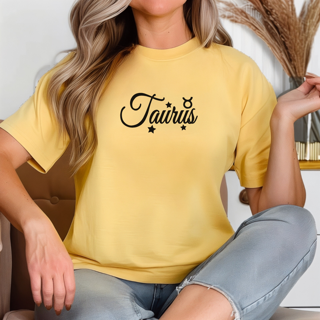 Taurus mustard boho tee