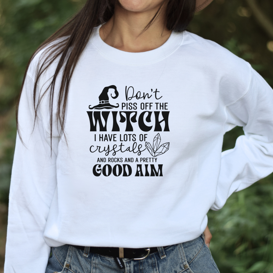 Don't piss off the witch in white sweatshirt