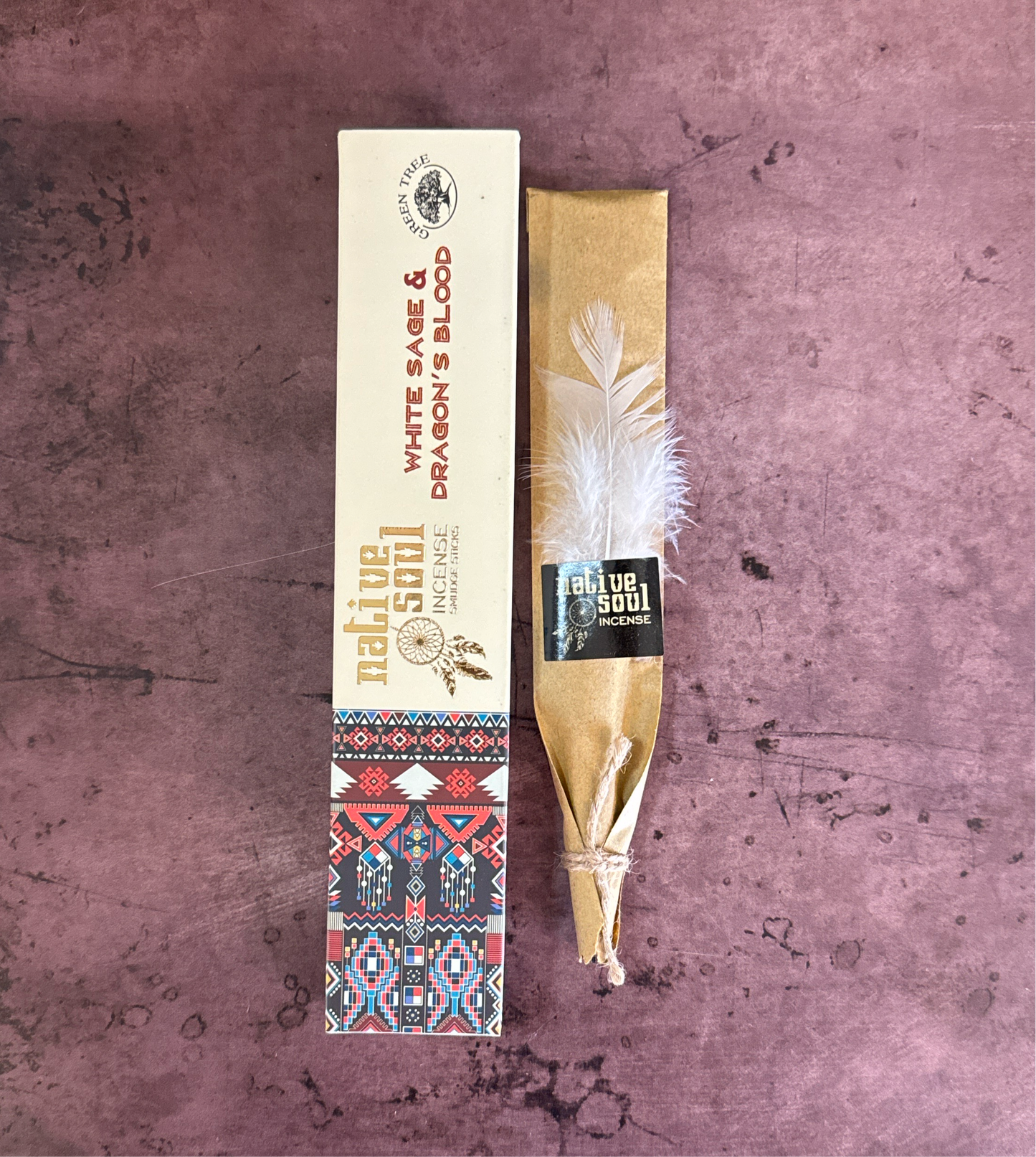 Native Soul White Sage and Dragon's Blood Incense Package and Contents