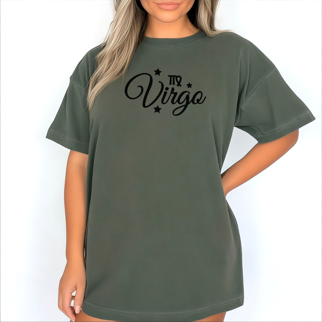 Virgo shirt in moss boho gift