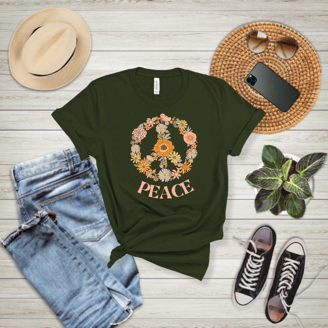 Peace tee olive color