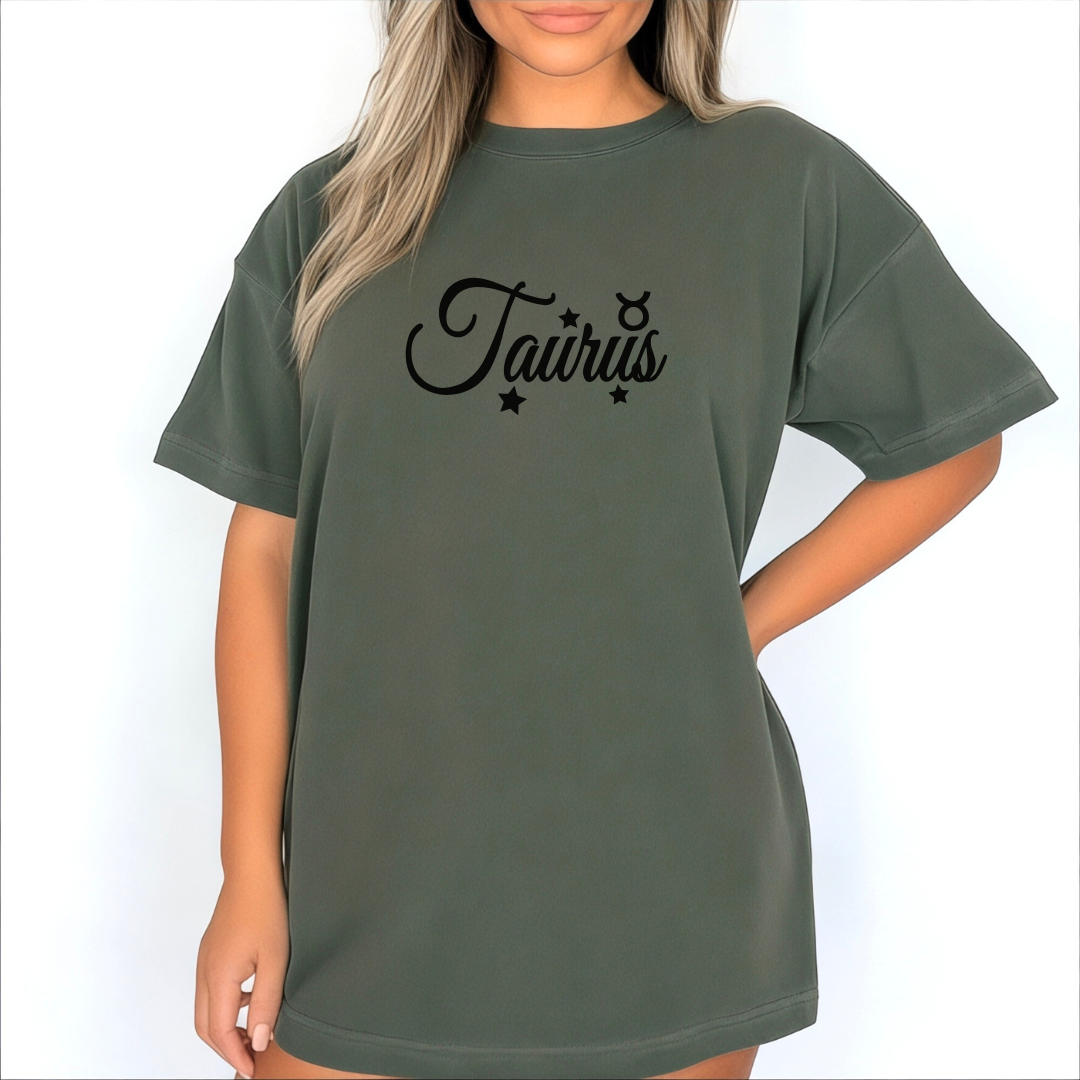 Taurus boho vintage tee in moss