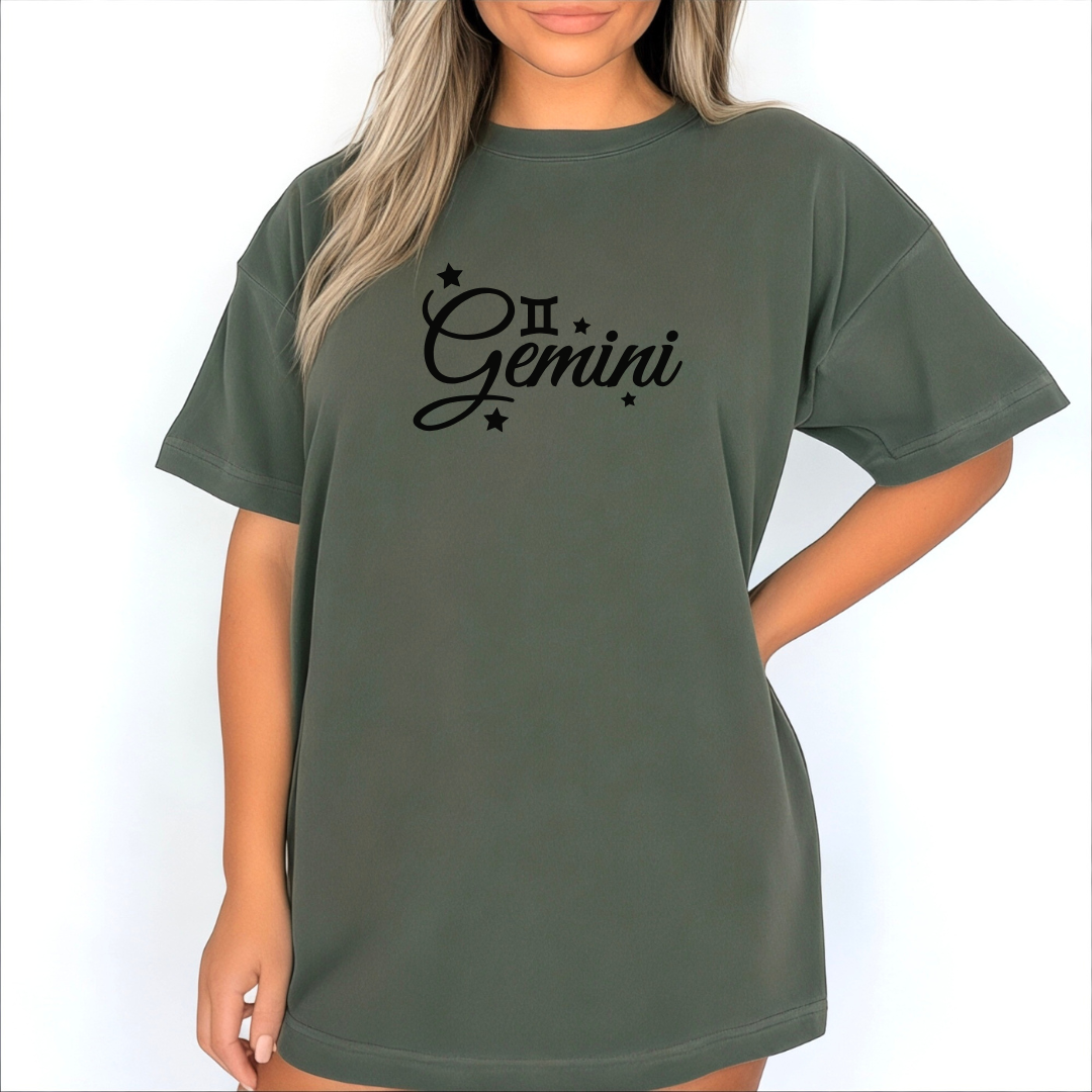 Gemini boho vintage tee in moss