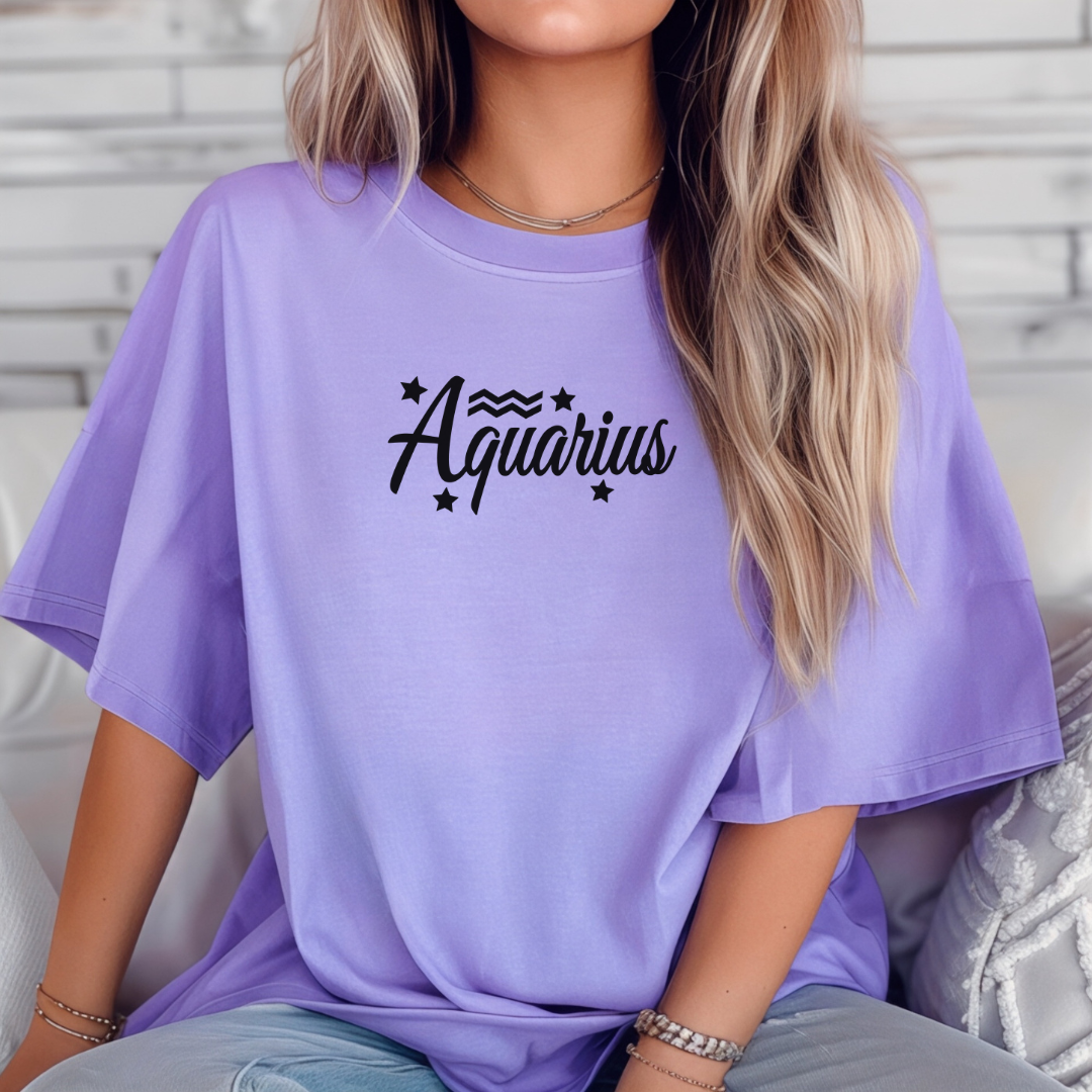 Aquarius in violet boho tee