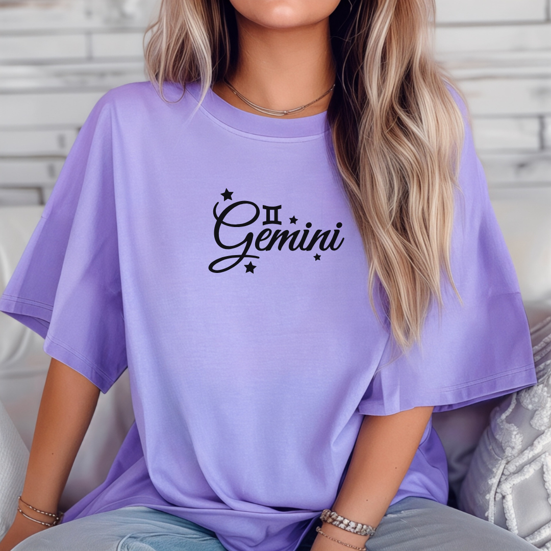 Gemini t-shirt in violet gift for her