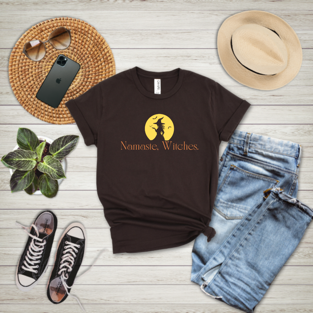 namaste witches brown tee