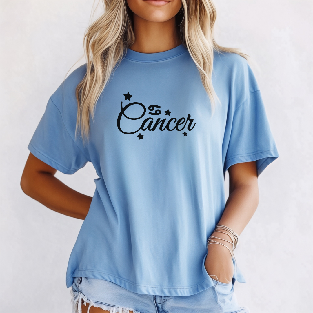 Cancer t-shirt in washed denim