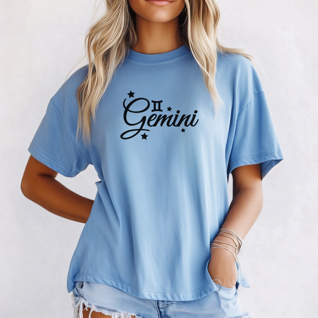 Gemini shirt in washed denim astrology gift