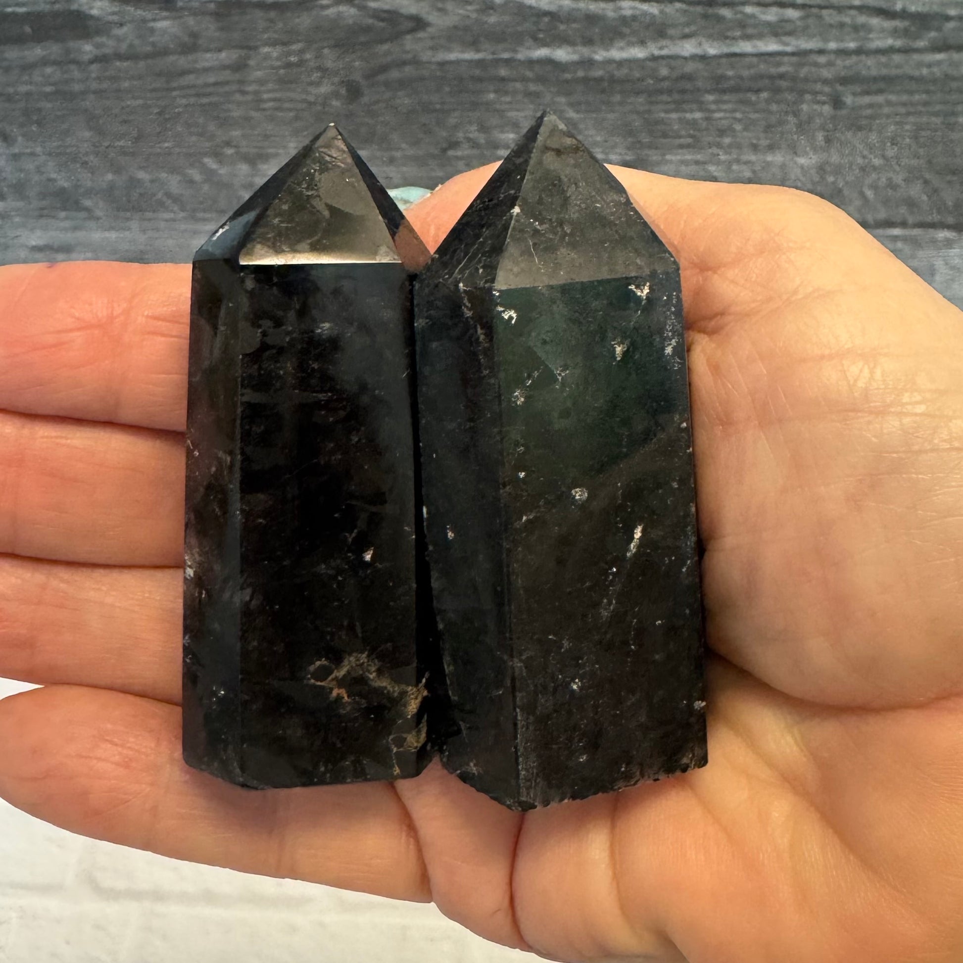 Black tourmaline in the hand