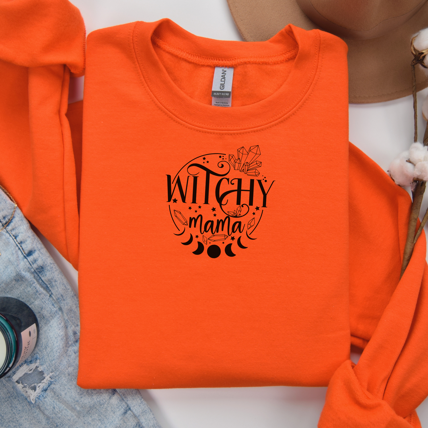 orange witchy mama sweatshirt