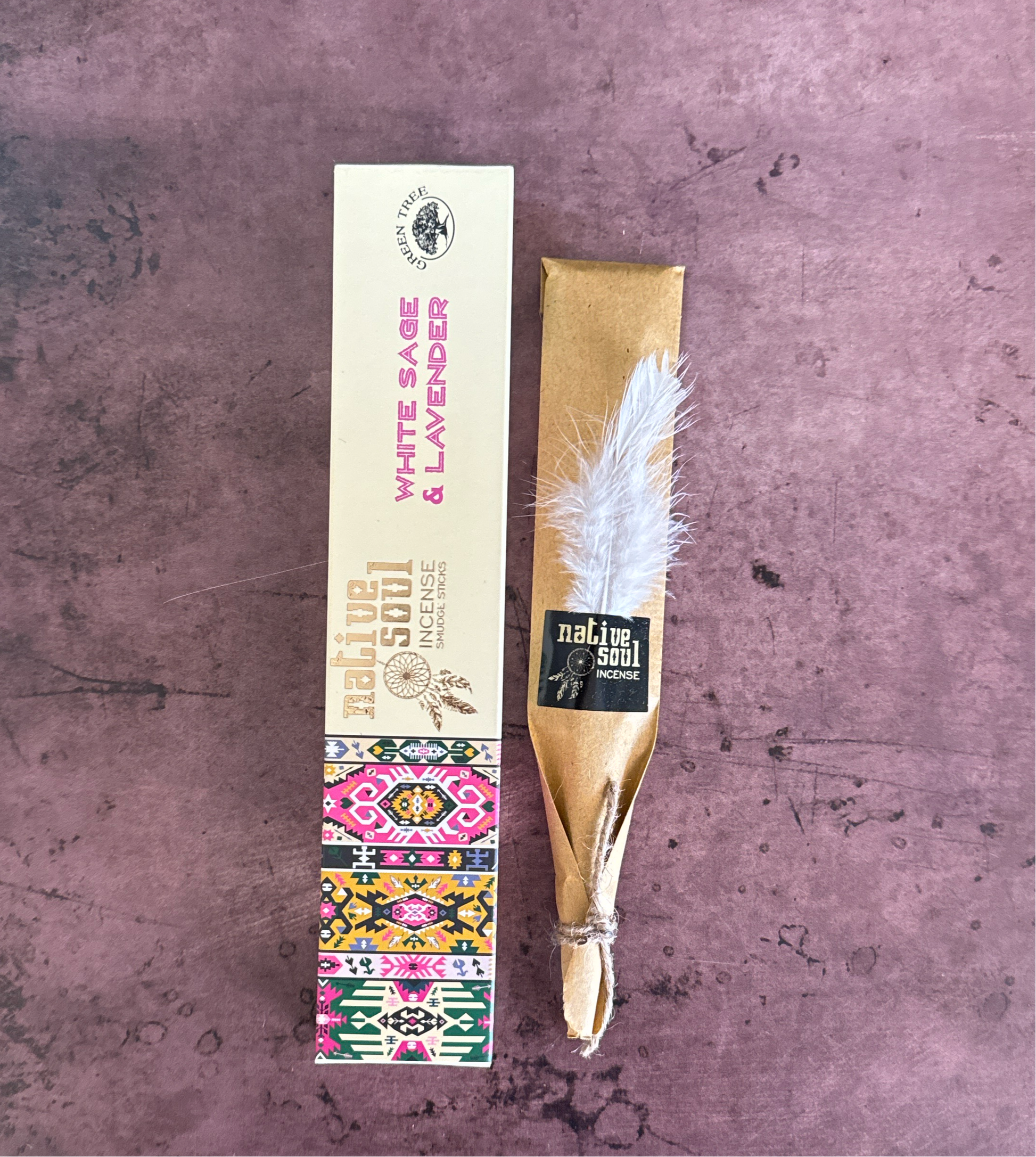 Native Soul White Sage and Lavender Incense Package and Contents