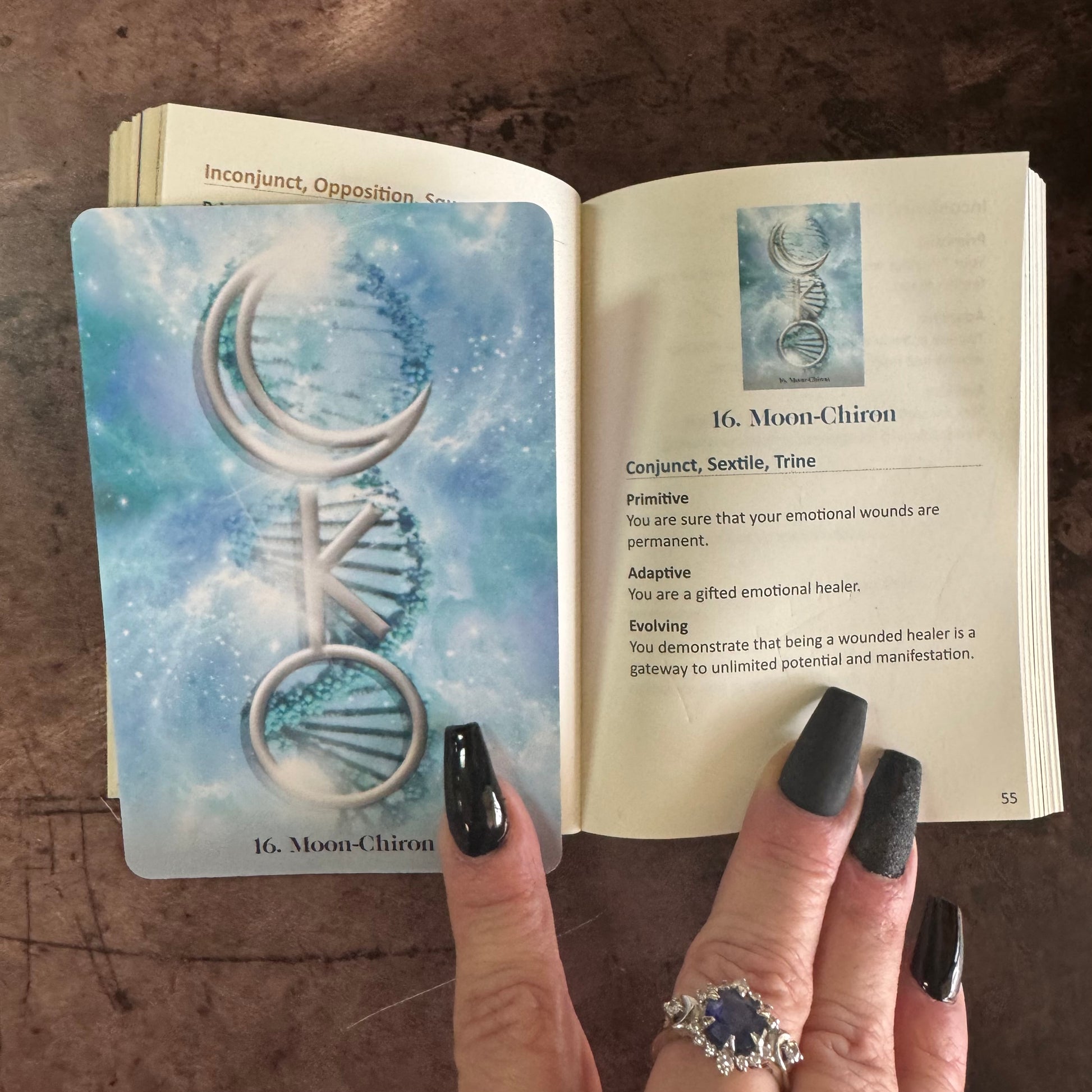 Astrology oracle card and guidebook Moon Chiron