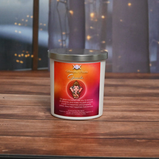 Ganesha Candle with Carnelian Crystals 8oz