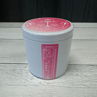 Libra candle with lid on