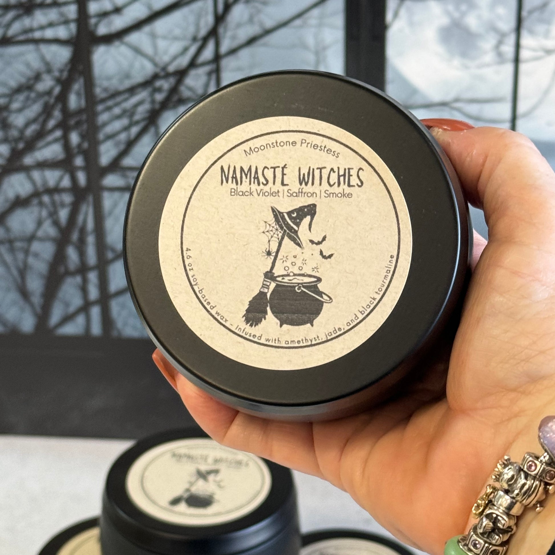 Namaste witches candle with lid