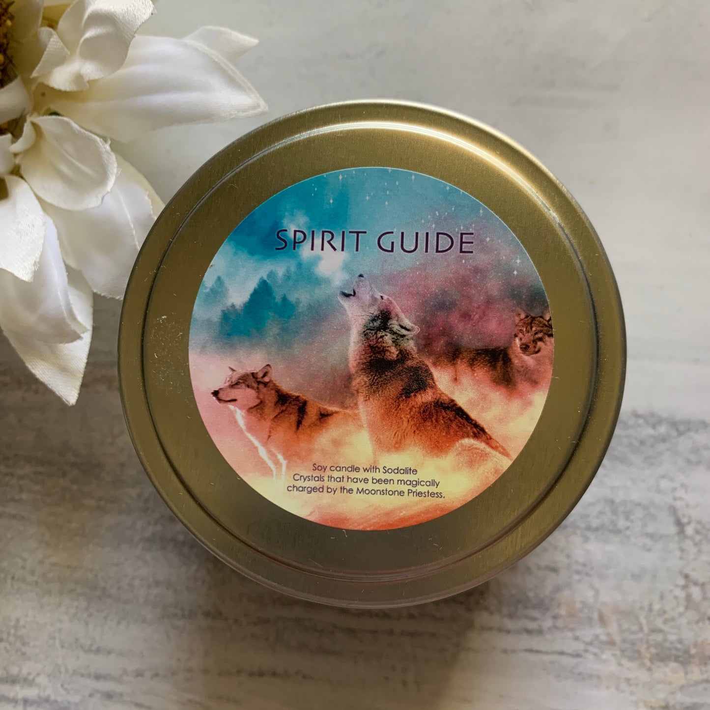 Spirit Guide Magical Candle with Sodalite Crystals