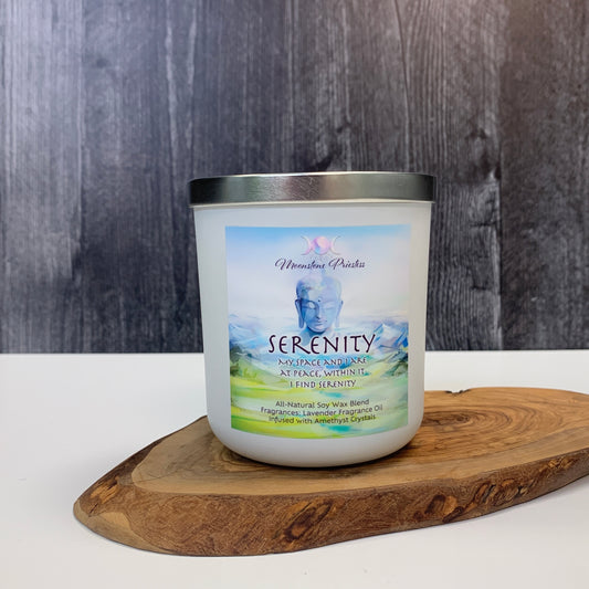 Serenity Candle with Amethyst Crystals