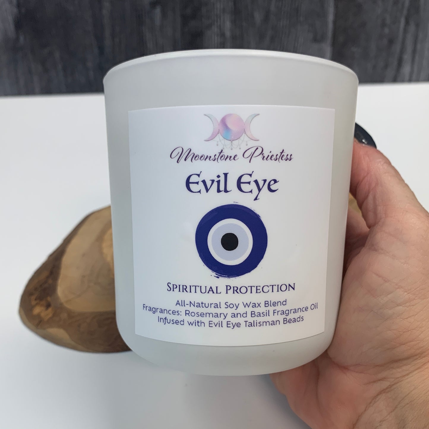 Evil Eye Candle with Evil Eye Talisman Beads