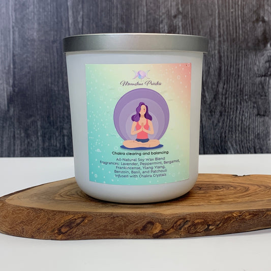 Chakra Bliss Candle with Chakra Crystals
