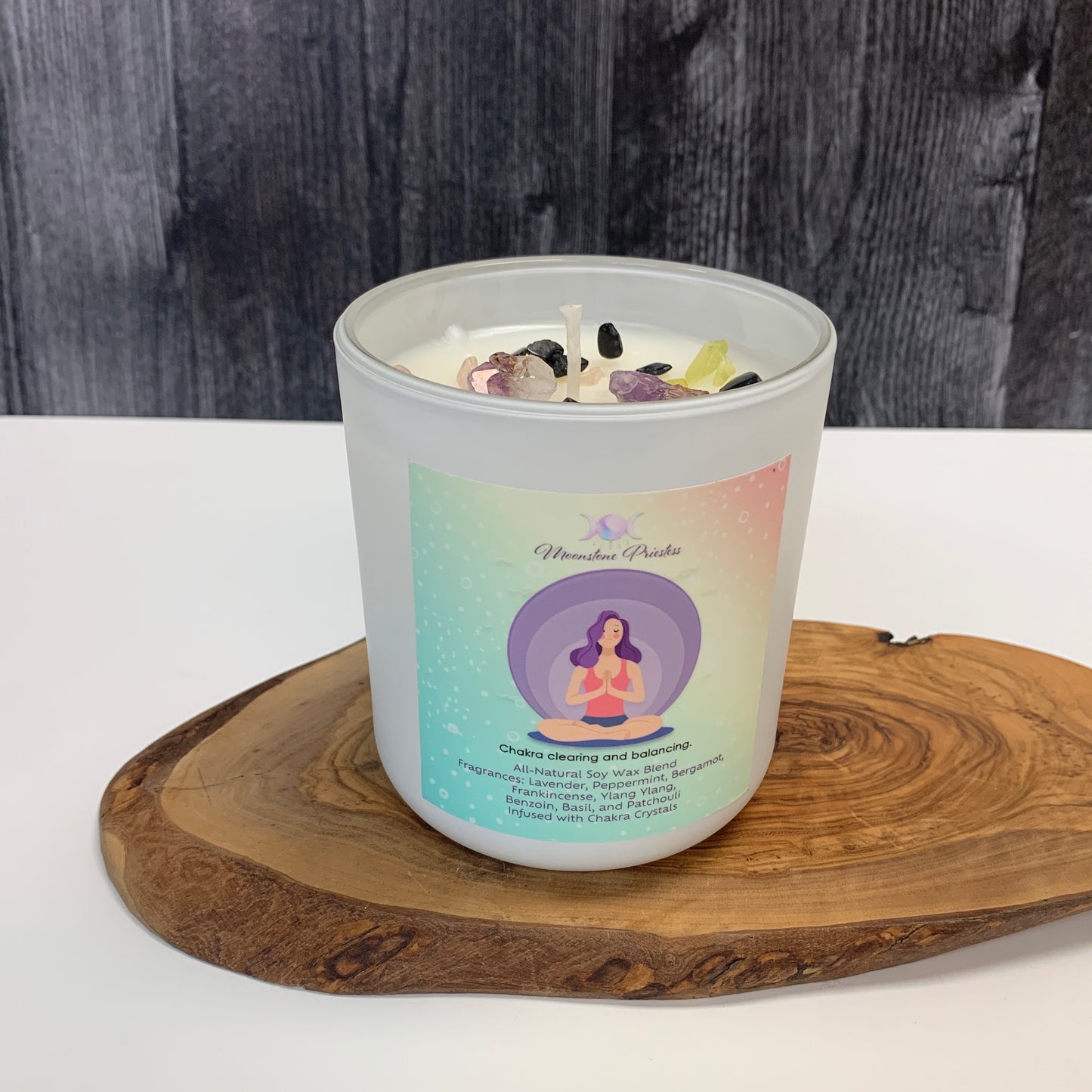 Chakra Bliss Candle with Chakra Crystals