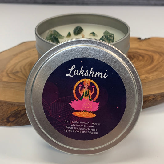 Lakshmi's Candle with Moss Agate Travel Tin