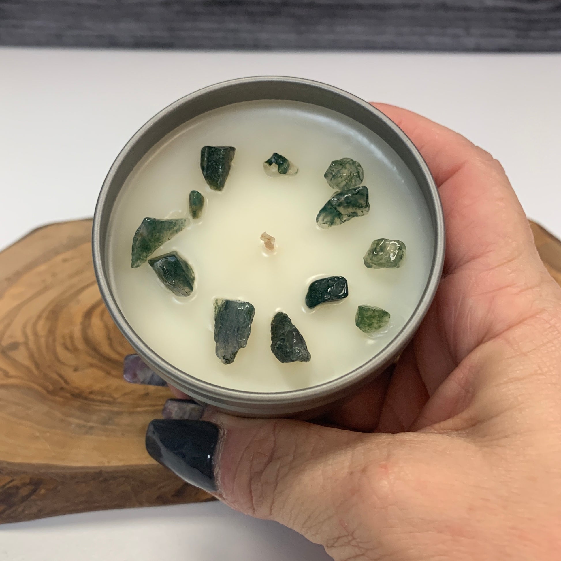 Lakshmi's Candle with Moss Agate Travel Tin