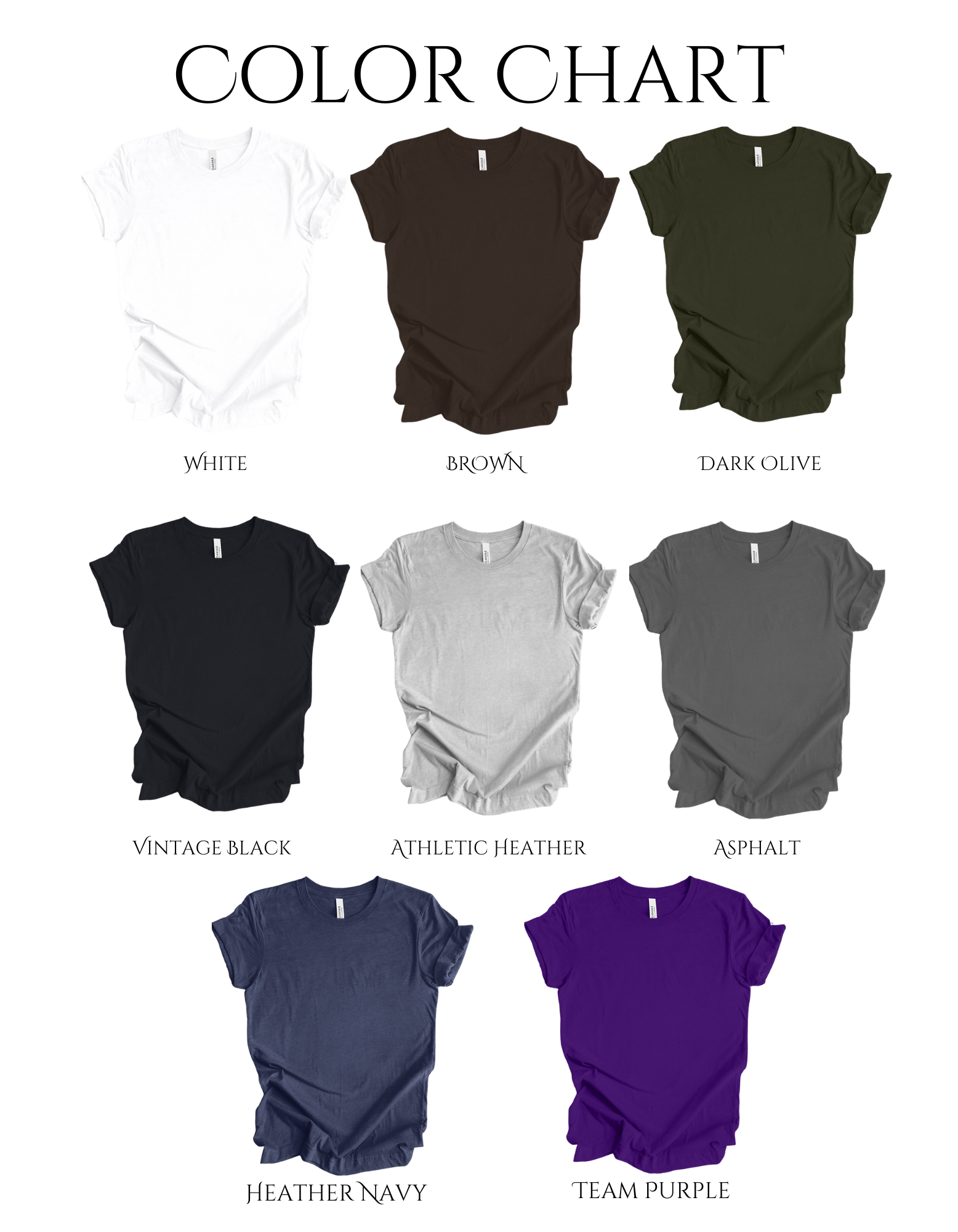 color chart for peace tee