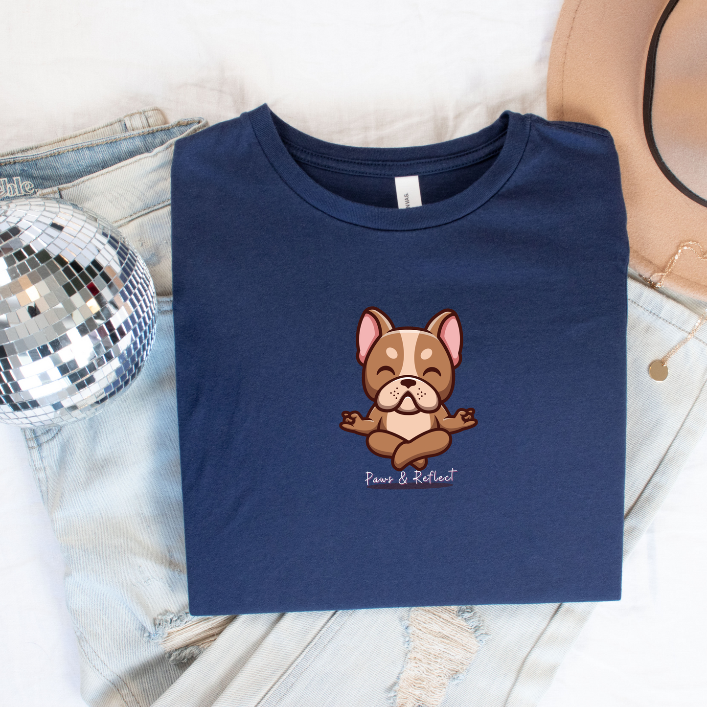 Paws and reflect boho frenchie shirt navy