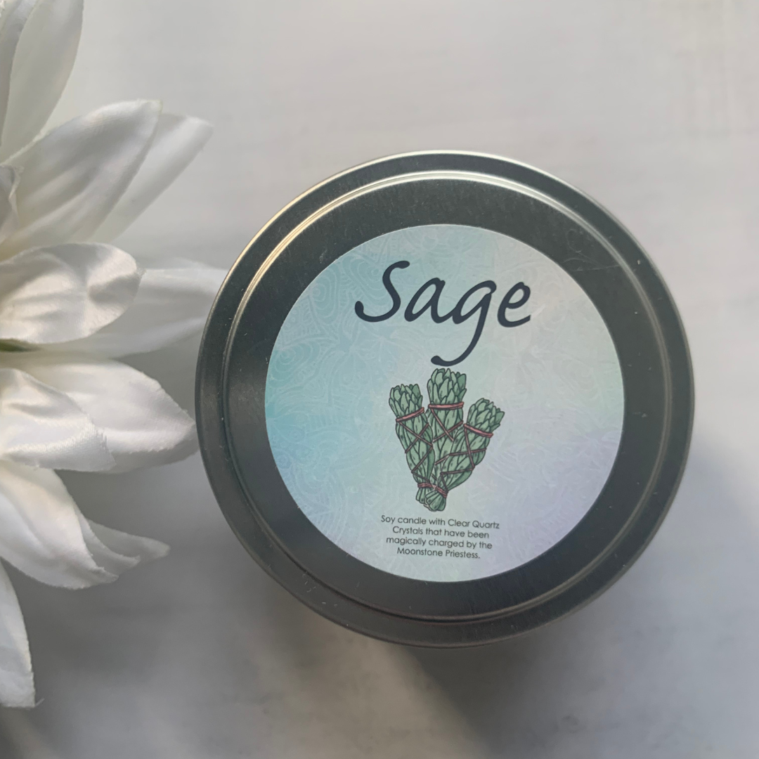 Sage Cleansing Crystal Candle