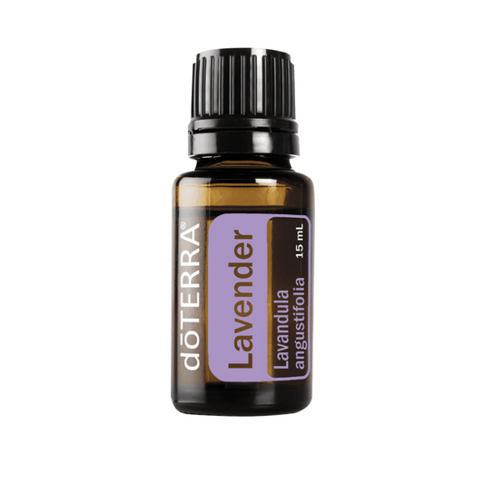 doTERRA lavender essential oil bottle on a white background