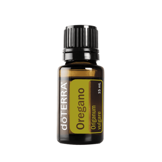 doTERRA Oregano essential oil bottle on a white background