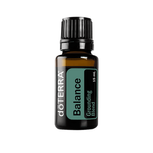 doTERRA Balance grounding blend essential oil bottle on a white background