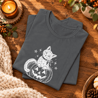 "A Little Purractical Magic" Cat Tee — Pumpkin Kitten Halloween Shirt - The Mystical Moon