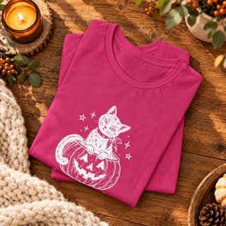 "A Little Purractical Magic" Cat Tee — Pumpkin Kitten Halloween Shirt - The Mystical Moon