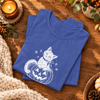 "A Little Purractical Magic" Cat Tee — Pumpkin Kitten Halloween Shirt - The Mystical Moon