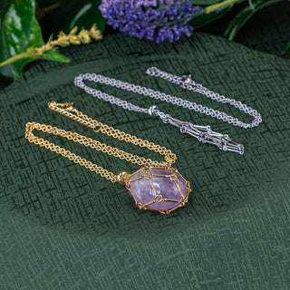 Adjustable Metal Crystal Holder Necklace – Stainless Steel Interchangeable Cage Chain - The Mystical Moon