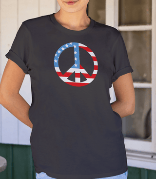 American Flag Peace Sign T-Shirt - The Mystical Moon Online Store