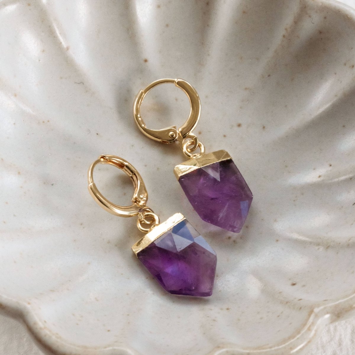 Amethyst Aura Huggie Hoop Earrings - The Mystical Moon Online Store