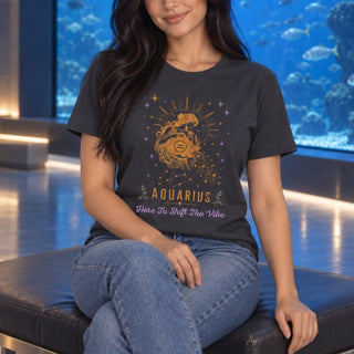 Aquarius Here To Shift The Vibe Zodiac Tee - The Mystical Moon