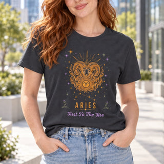 Aries First To The Fire Zodiac Tee - The Mystical Moon