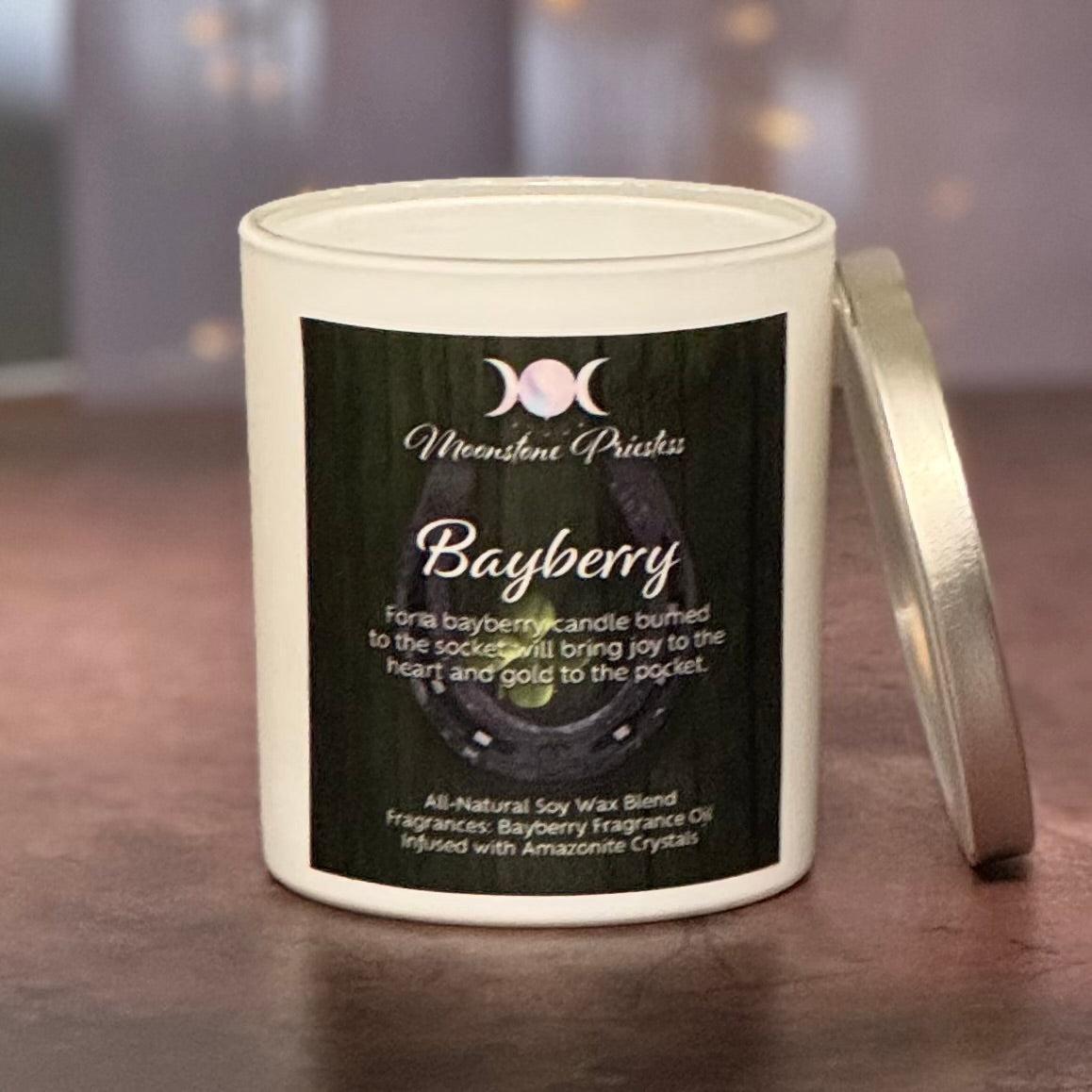 Bayberry Candle with Amazonite 8oz - The Mystical Moon Online Store