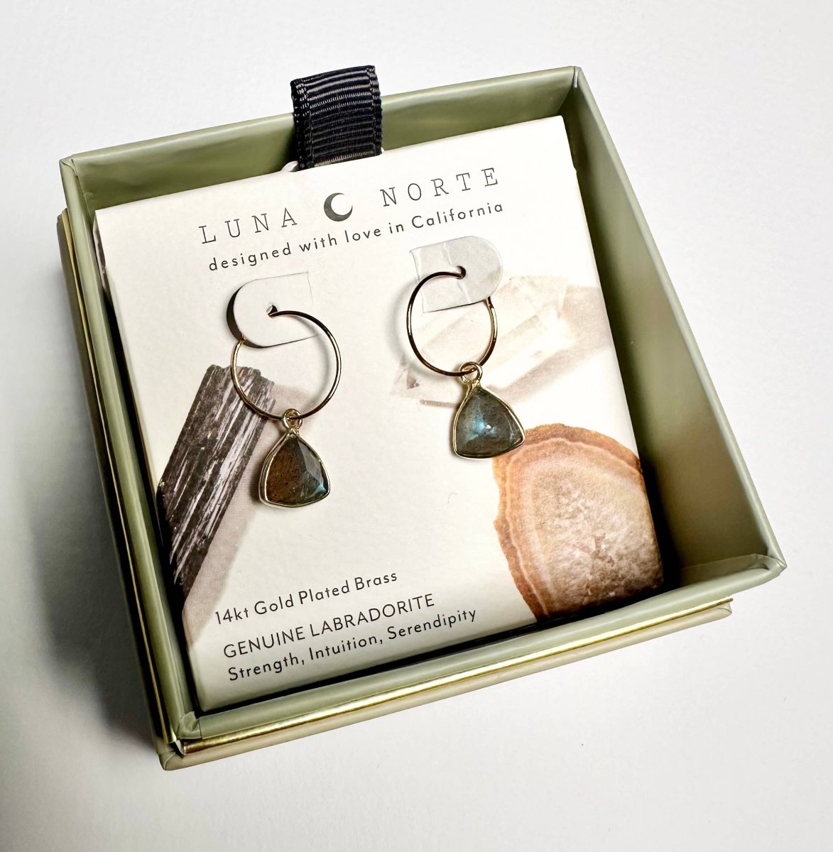 Bermuda Triangle Mini Hoop Earrings - Labradorite - The Mystical Moon Online Store