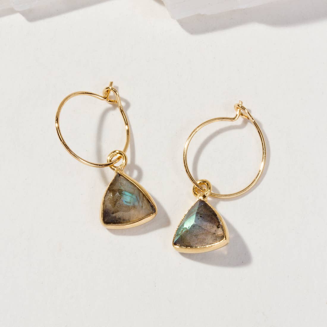 Bermuda Triangle Mini Hoop Earrings - Labradorite - The Mystical Moon Online Store