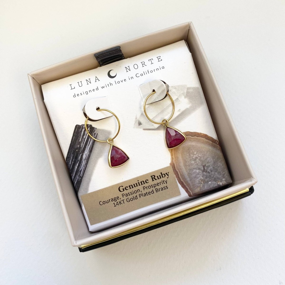 Bermuda Triangle Mini Hoop Earrings - Ruby - The Mystical Moon Online Store