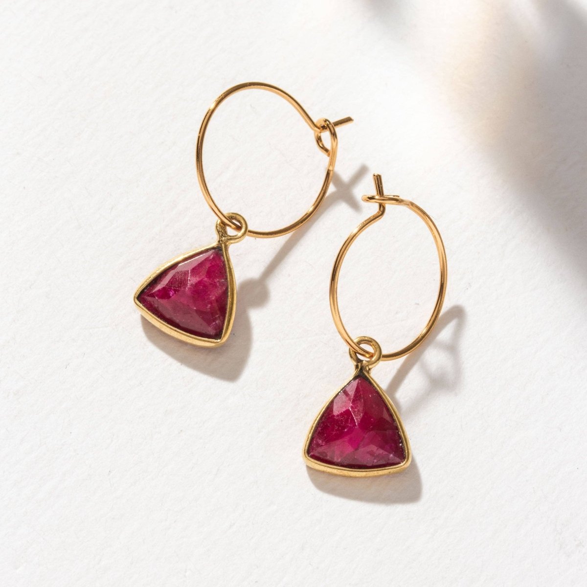 Bermuda Triangle Mini Hoop Earrings - Ruby - The Mystical Moon Online Store