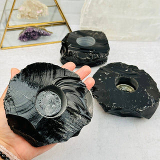 Black Obsidian Votive Tea Light Candle Holder - The Mystical Moon Online Store