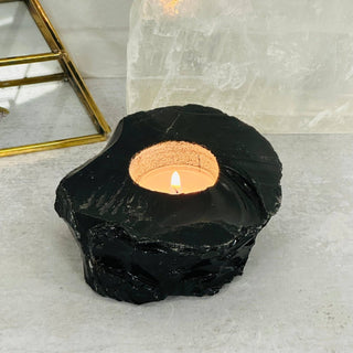 Black Obsidian Votive Tea Light Candle Holder - The Mystical Moon Online Store