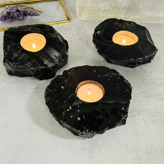 Black Obsidian Votive Tea Light Candle Holder - The Mystical Moon Online Store