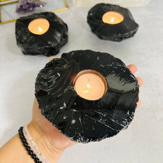 Black Obsidian Votive Tea Light Candle Holder - The Mystical Moon Online Store
